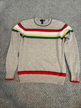 Aqua Cashmere Sweater Sz XS Beige Striped